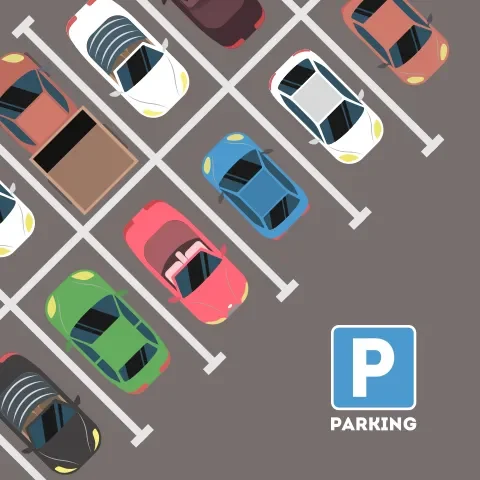 Illustration of a car park with cars parked